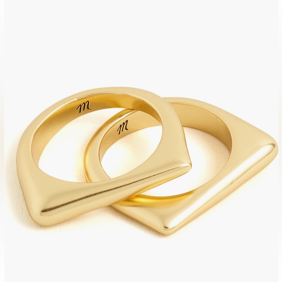 Madewell Jewelry - NWT Madewell Droplet Stacking Ring Set Gold Plated Brass Women’s Size 8